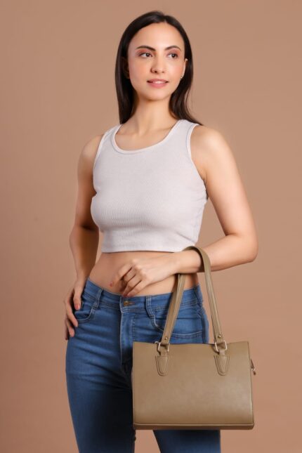 Women Feminina Solid Top Handle Tote Hand Bag